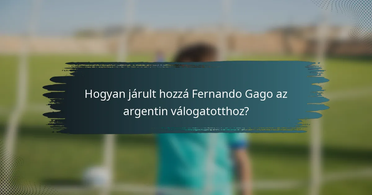 Hogyan járult hozzá Fernando Gago az argentin válogatotthoz?